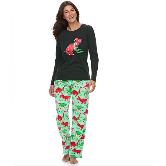 Women's Jammies For Your Families Dino "Rawr to the World" Sleep Set 1X - Picture 1 of 3